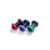 Three colored spool-shaped bicycle bushings