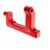 Red anodized metal bracket with mounting holes