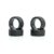 Four black car tires on white background