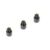 Three black plastic splined gear couplers