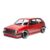 Red hatchback model car with black rims